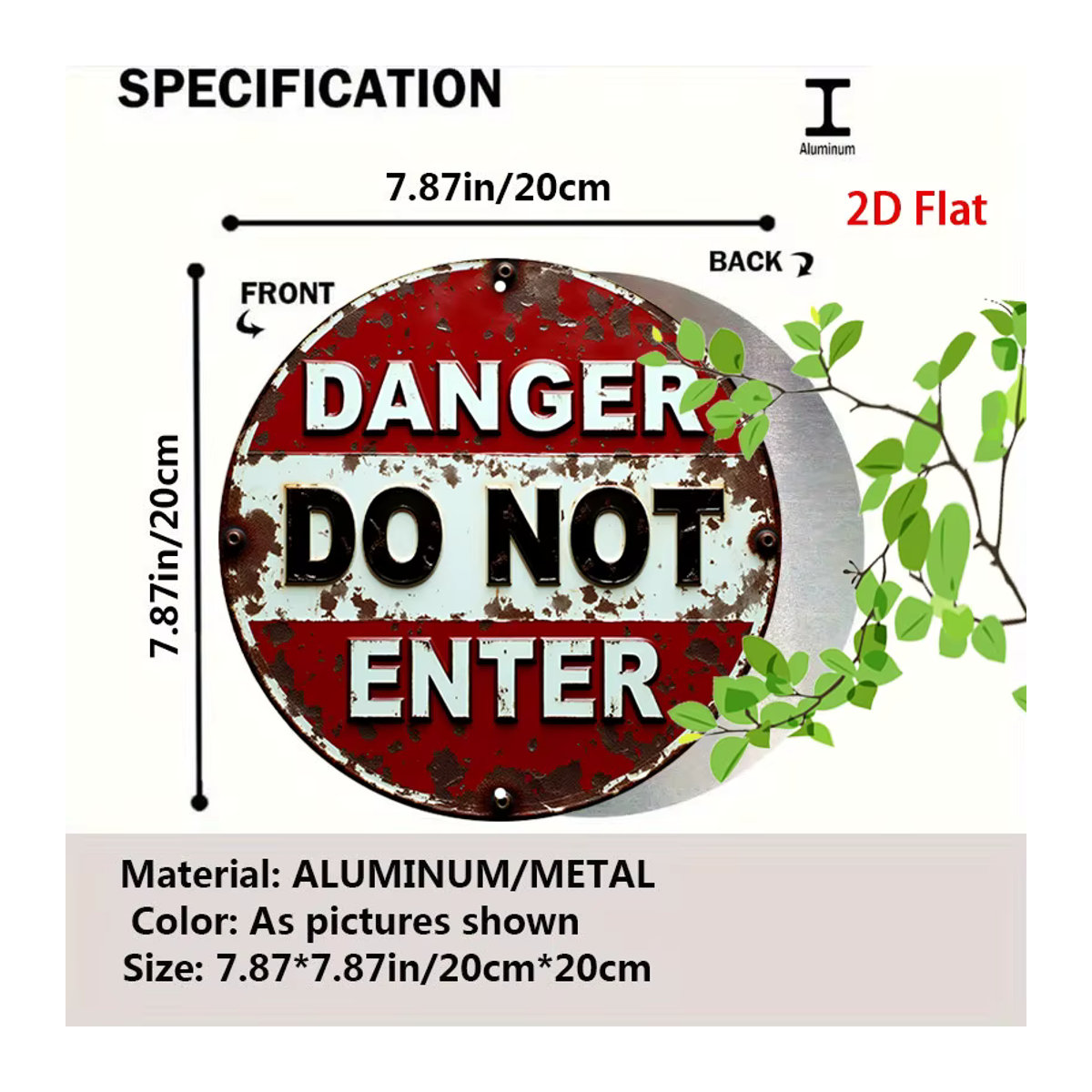 Vintage Danger Do Not Enter Aluminium-Metallschild in Rot und Weiß für die Wandmontage - Bild 2