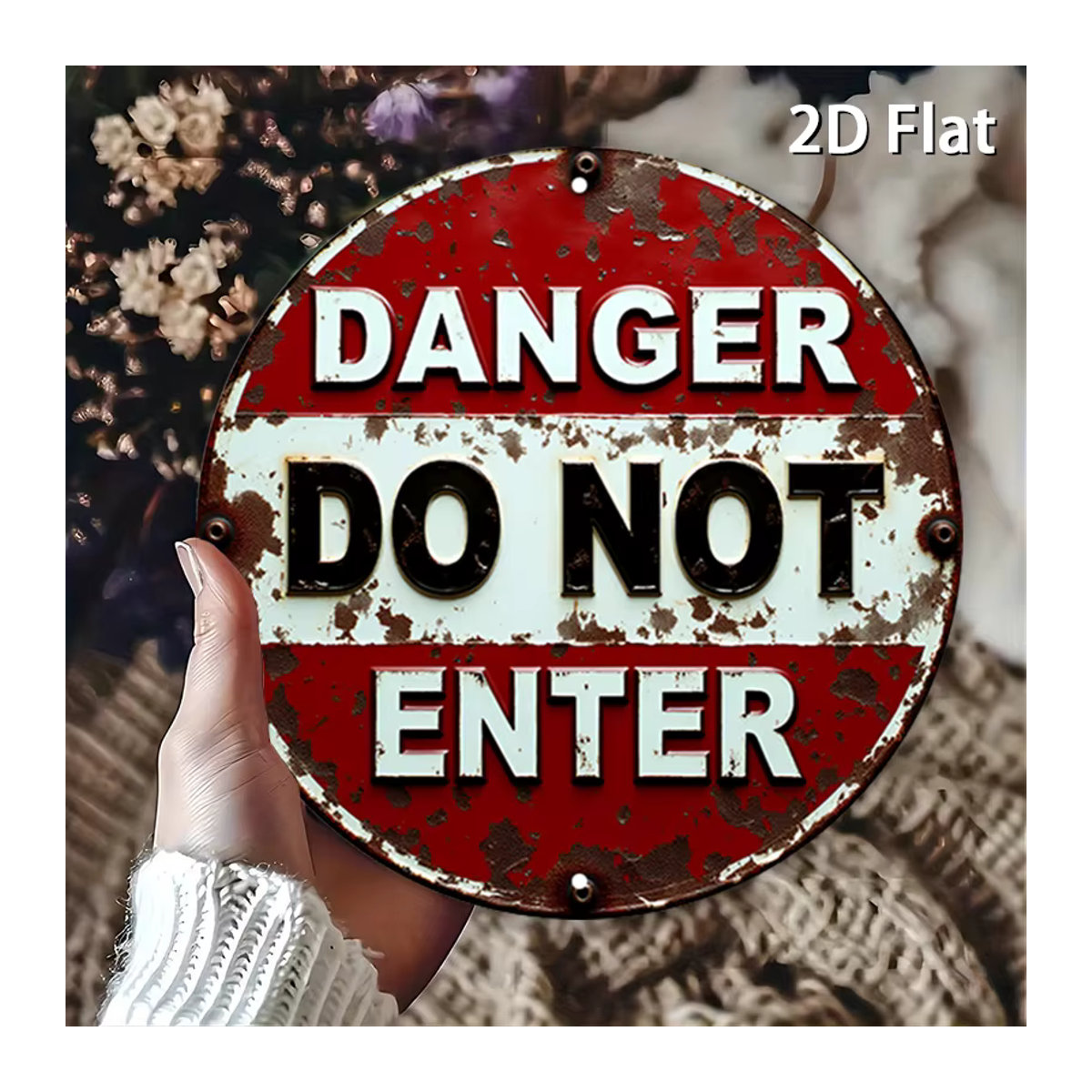 Vintage Danger Do Not Enter Aluminium-Metallschild in Rot und Weiß für die Wandmontage - Bild 4