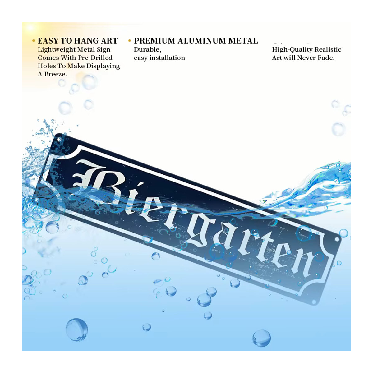Vintage deutsches Biergarten Metallschild in Schwarz als rustikale Wanddekoration im Querformat - Bild 4