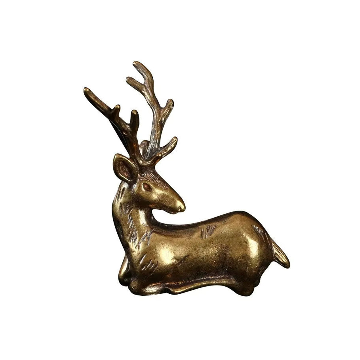 Vintage Elch Miniatur Figur aus Messing in Gold als Weihnachts Dekoration und Desktop Ornament - Bild 2