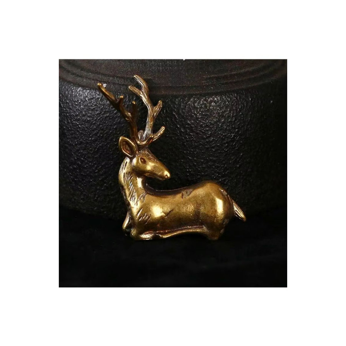 Vintage Elch Miniatur Figur aus Messing in Gold als Weihnachts Dekoration und Desktop Ornament - Bild 4