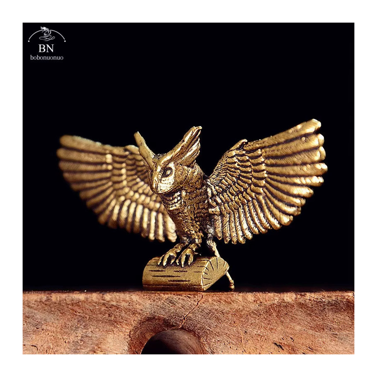 Vintage Eulen-Figur aus Messing in Gold als dekorative Tier-Statue für dein Zuhause und das Büro - Bild 2