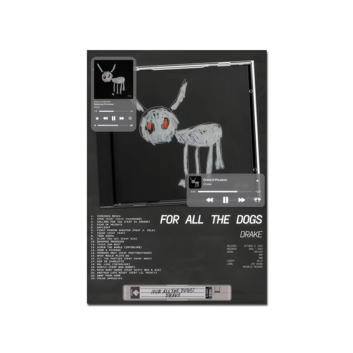 Vintage Film- und Musikposter im Retro-Stil aus braunem Kraftpapier für Hundefans als DIY-Wanddekoration oder Tischaufstellung - Bild 5