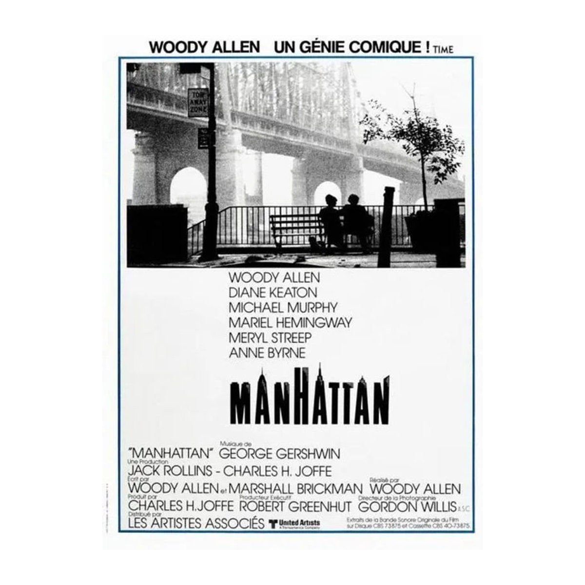 Vintage Filmposter Manhattan von Woody Allen in Schwarz, B: 53 cm, H: 40 cm - Bild 1