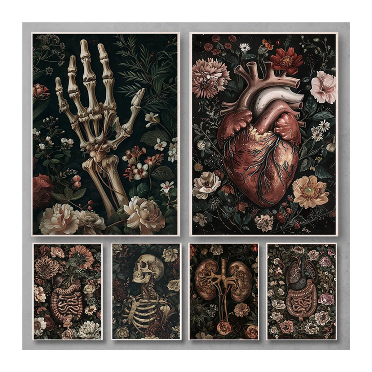 Vintage Floral Porträt Potdemiel als mehrfarbiger Druck auf Papier im Hochformat - Bild 1
