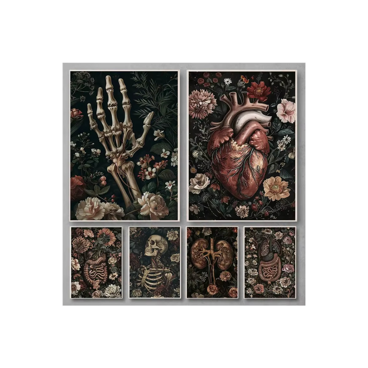 Vintage Floral Porträt Potdemiel als mehrfarbiger Druck auf Papier im Hochformat - Bild 2