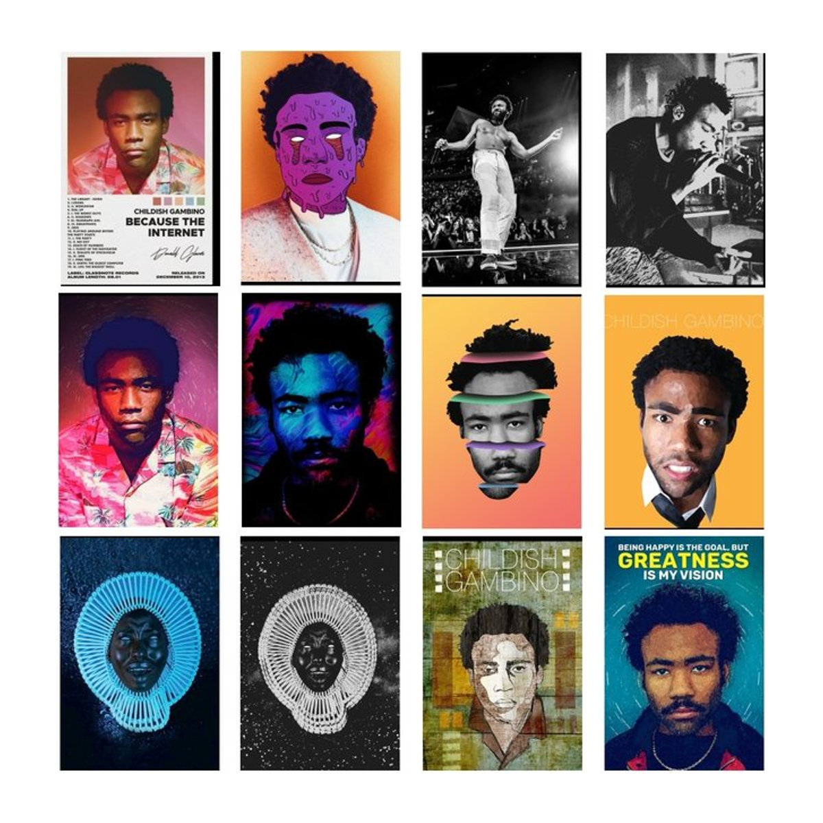 Vintage Gambino Poster Wandkunst aus Papier mit Typografie und Porträt in Mehrfarbig - Bild 1
