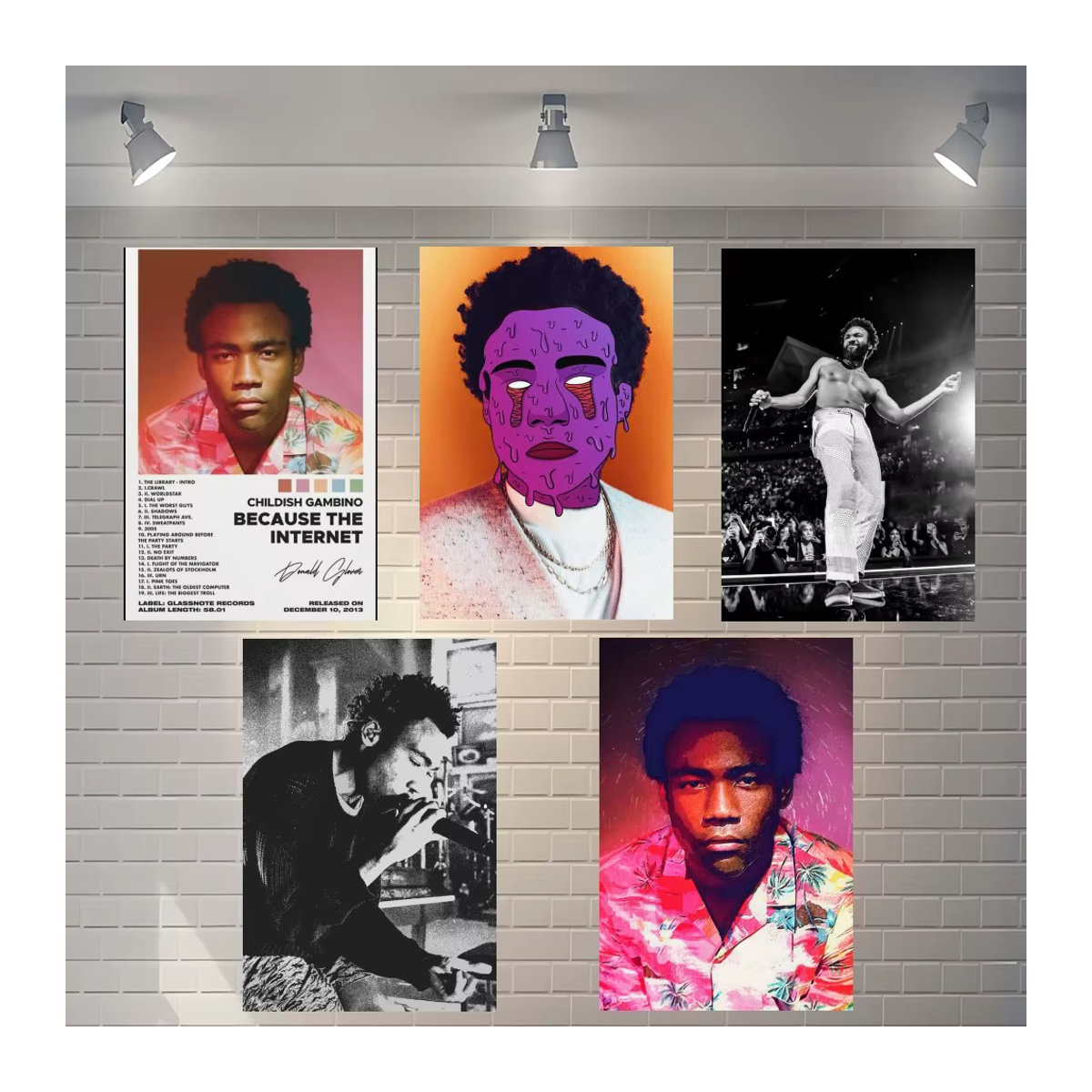 Vintage Gambino Poster Wandkunst aus Papier mit Typografie und Porträt in Mehrfarbig - Bild 2