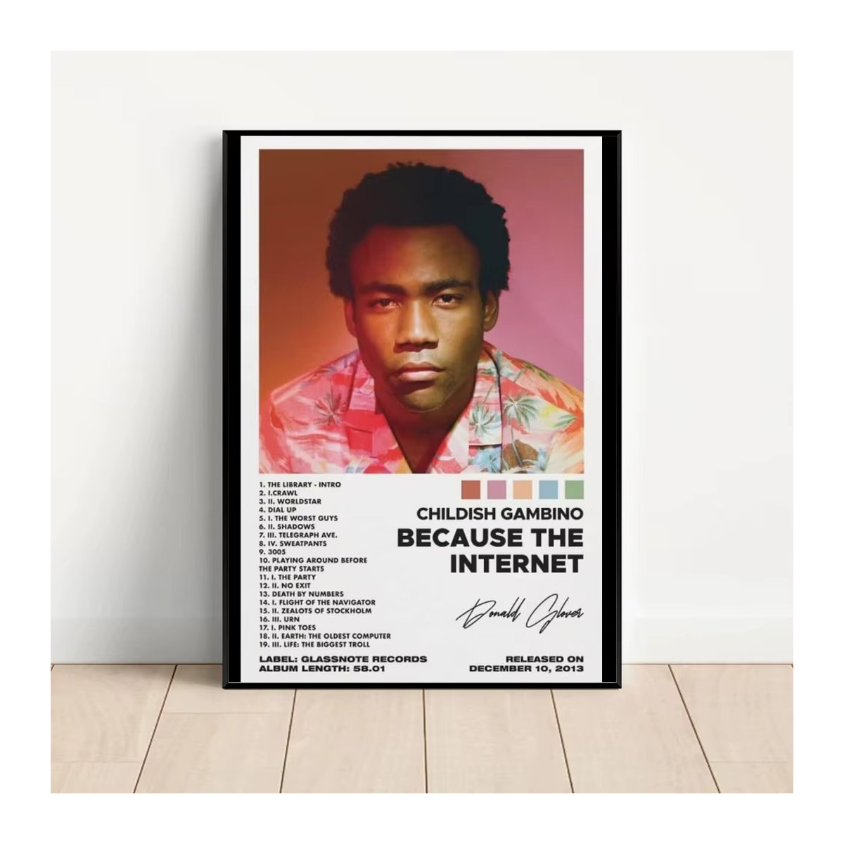 Vintage Gambino Poster Wandkunst aus Papier mit Typografie und Porträt in Mehrfarbig - Bild 3