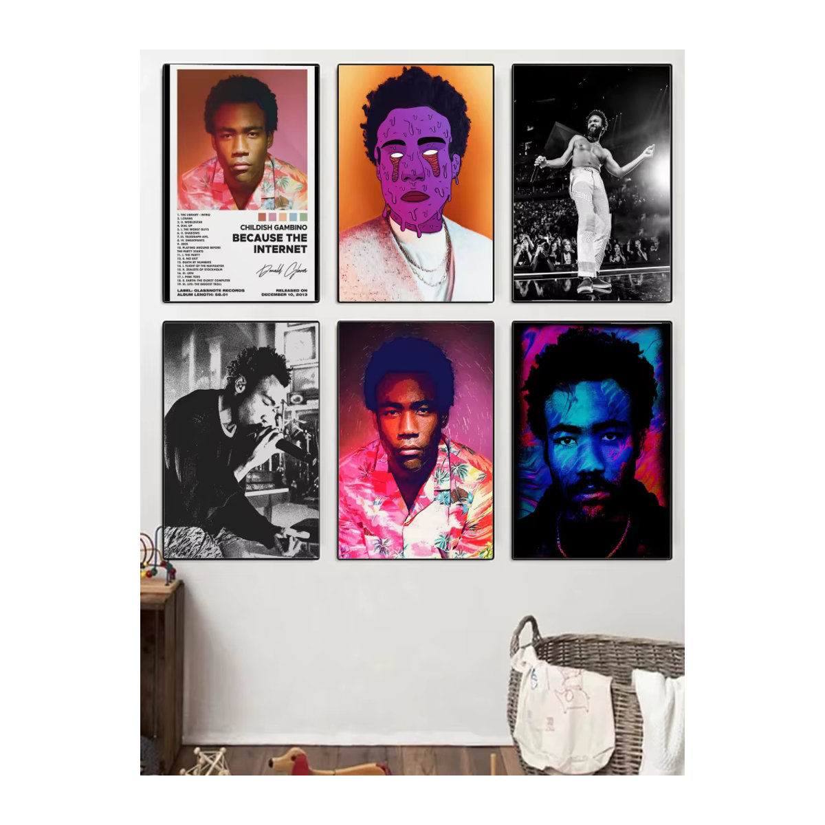 Vintage Gambino Poster Wandkunst aus Papier mit Typografie und Porträt in Mehrfarbig - Bild 7