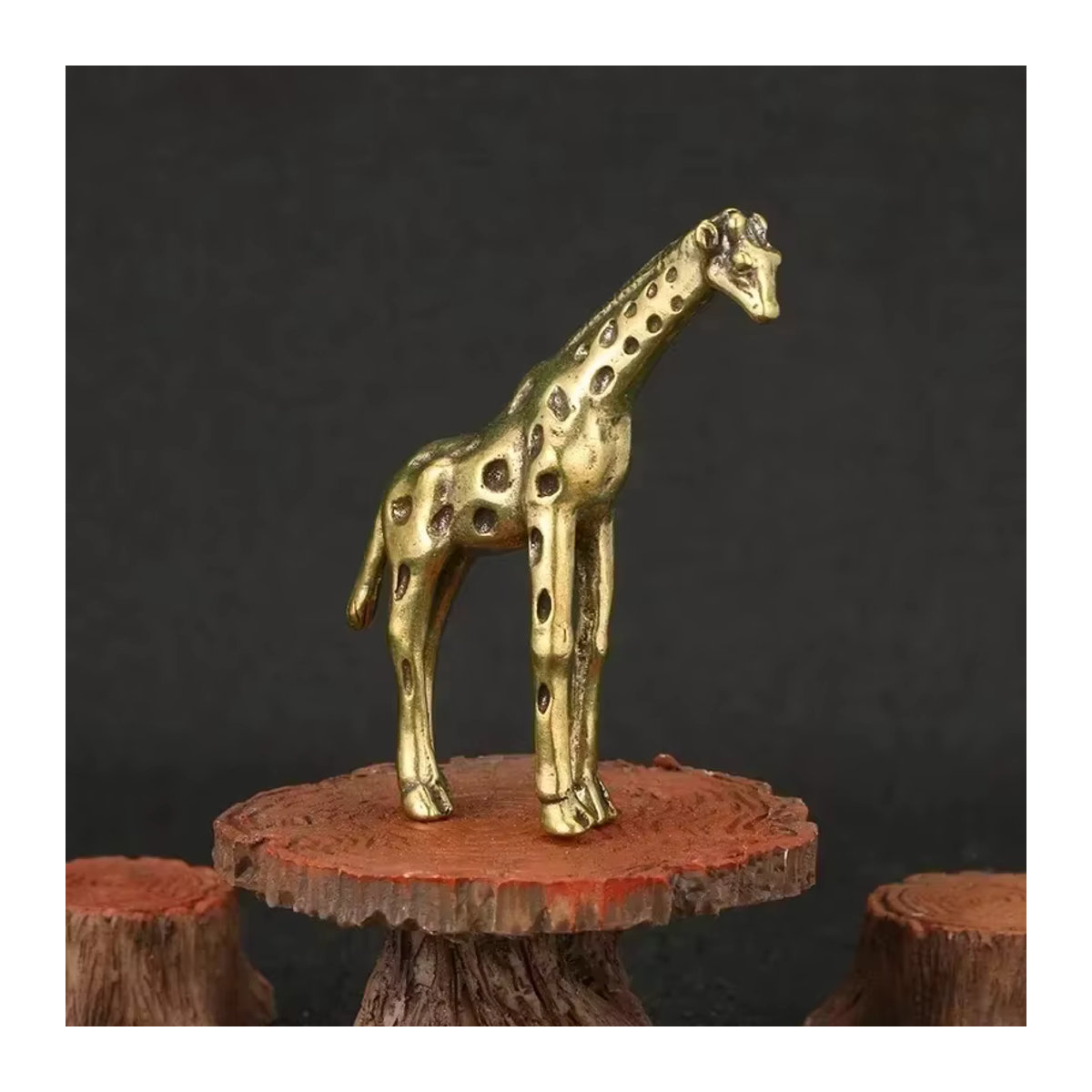 Vintage Giraffe Ornament aus Messing in Gold als Desktop-Dekoration und Miniatur-Statue - Bild 3