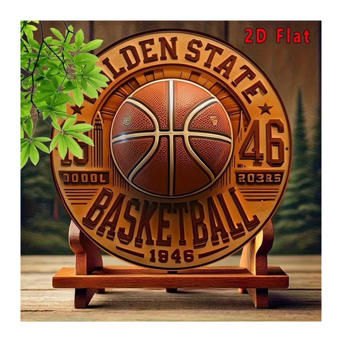 Vintage Golden State Basketball Dekoratives Metall Schild in Gold und Braun als Wandbehang - Bild 1