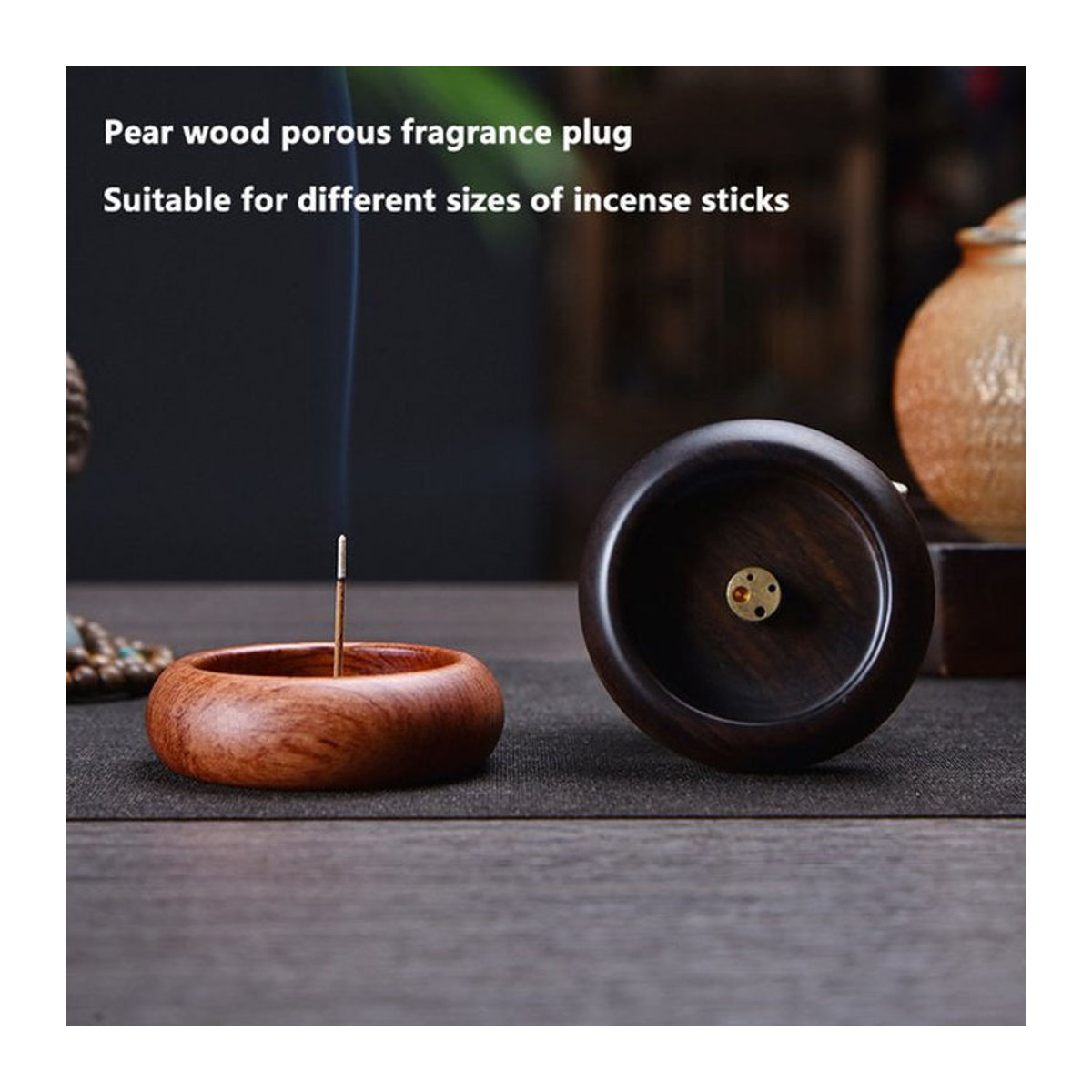 Vintage Holzschale TPXCKz als Weihrauchhalter aus Palisander in Braun für Aromatherapie und Meditation - Bild 1