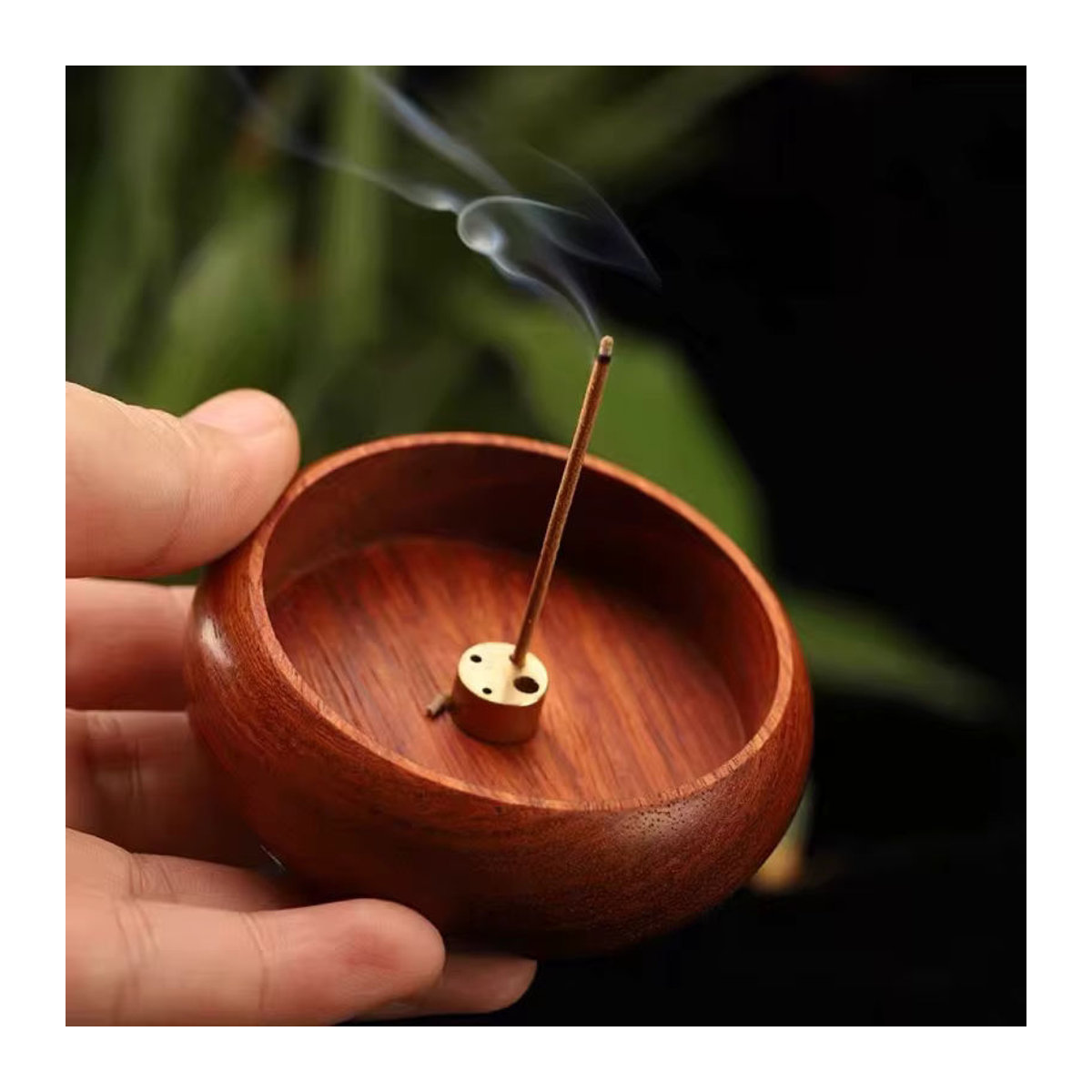 Vintage Holzschale TPXCKz als Weihrauchhalter aus Palisander in Braun für Aromatherapie und Meditation - Bild 3