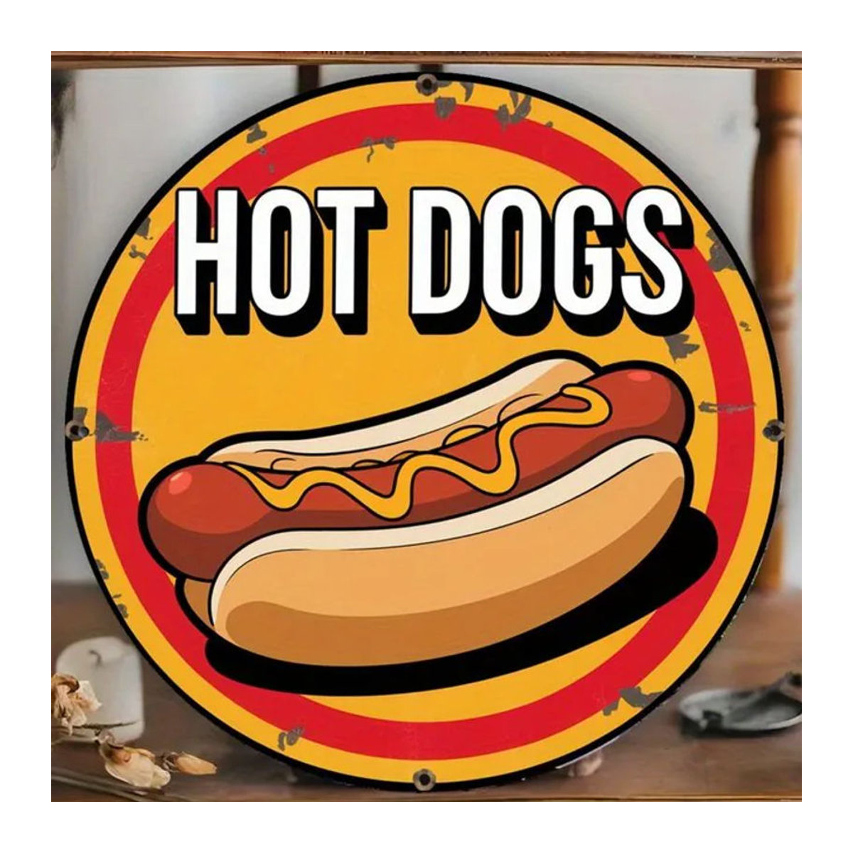 Vintage Hot Dog Metallschild CIFBUY mehrfarbig quadratisch B/H: 20,32 x 20,32 cm - Bild 1