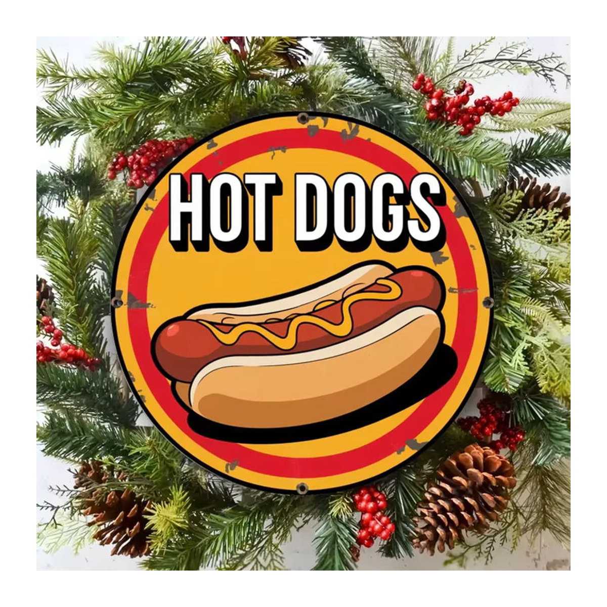 Vintage Hot Dog Metallschild CIFBUY mehrfarbig quadratisch B/H: 20,32 x 20,32 cm - Bild 2