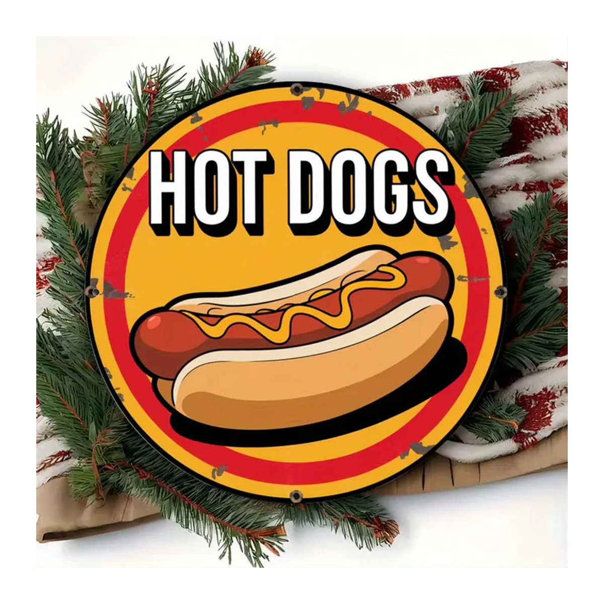 Vintage Hot Dog Metallschild CIFBUY mehrfarbig quadratisch B/H: 20,32 x 20,32 cm - Bild 4