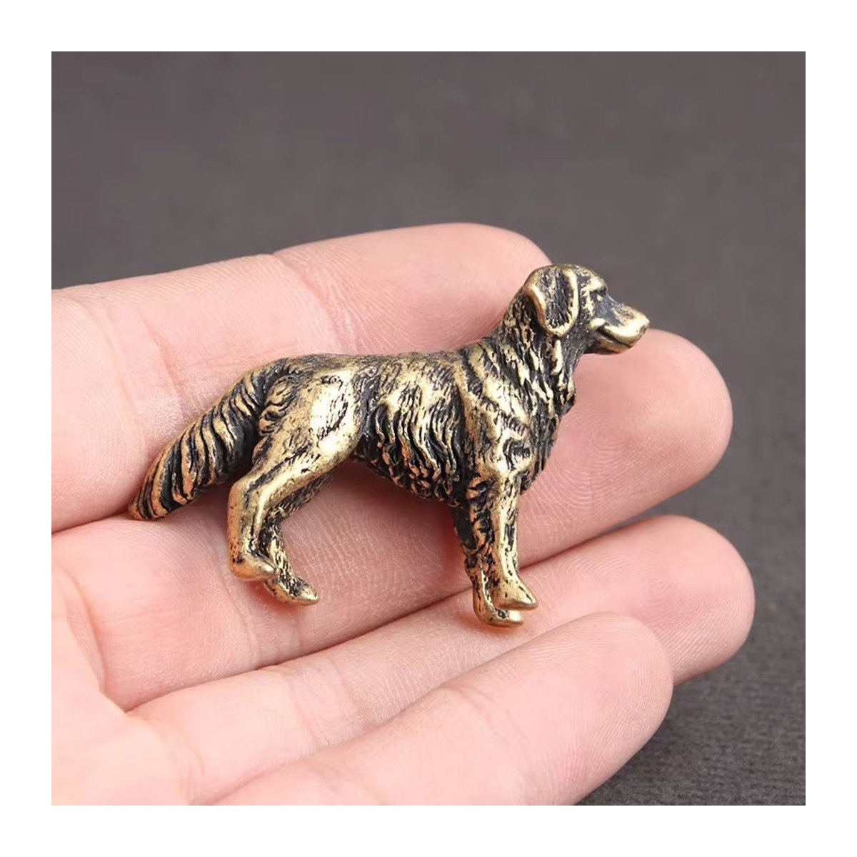 Vintage Hundefigur aus Metall in Gold als dekorative Miniatur-Statue für dein Zuhause - Bild 4