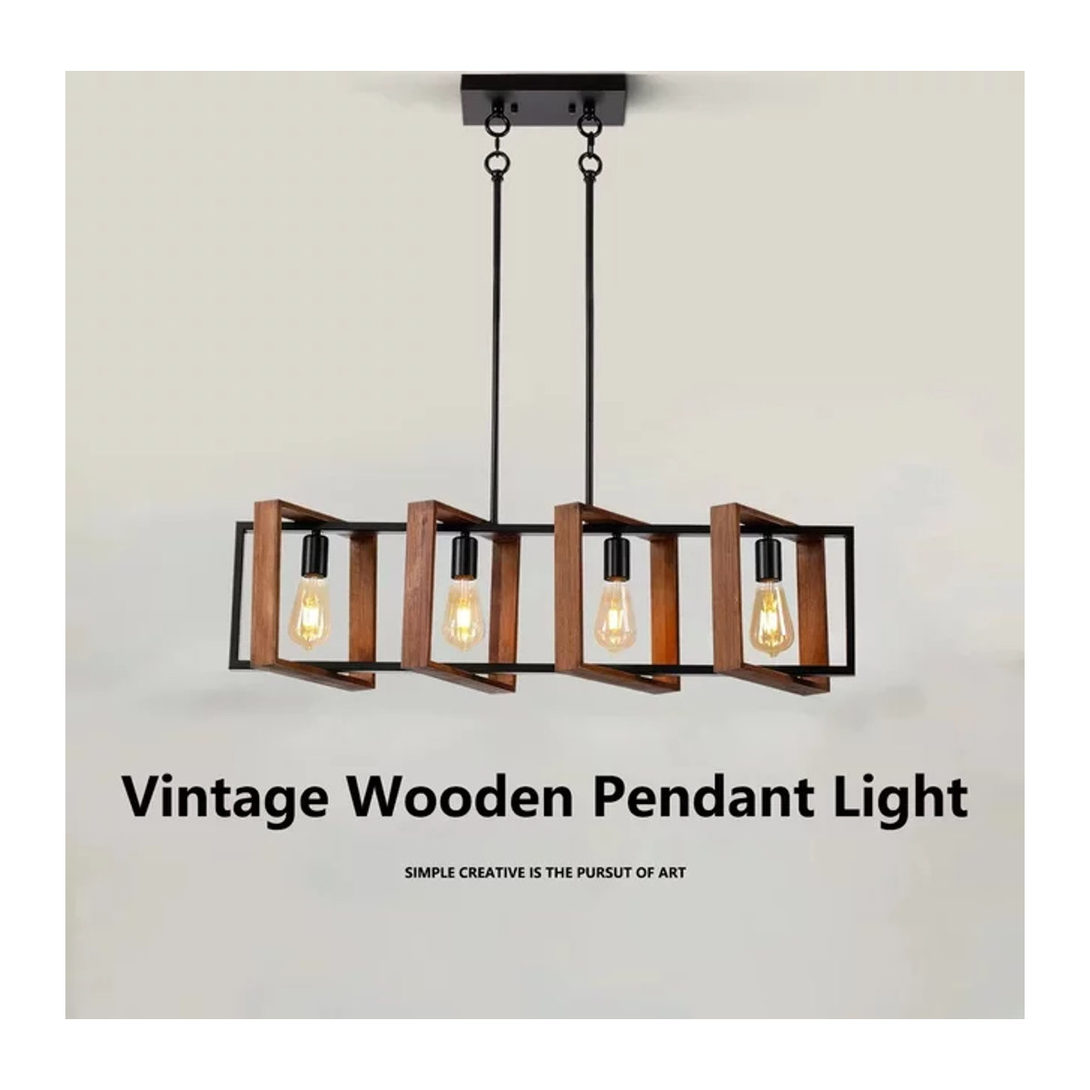 Vintage Industries Pendelleuchte im Industrial Design aus Massivholz und Metall - Bild 1