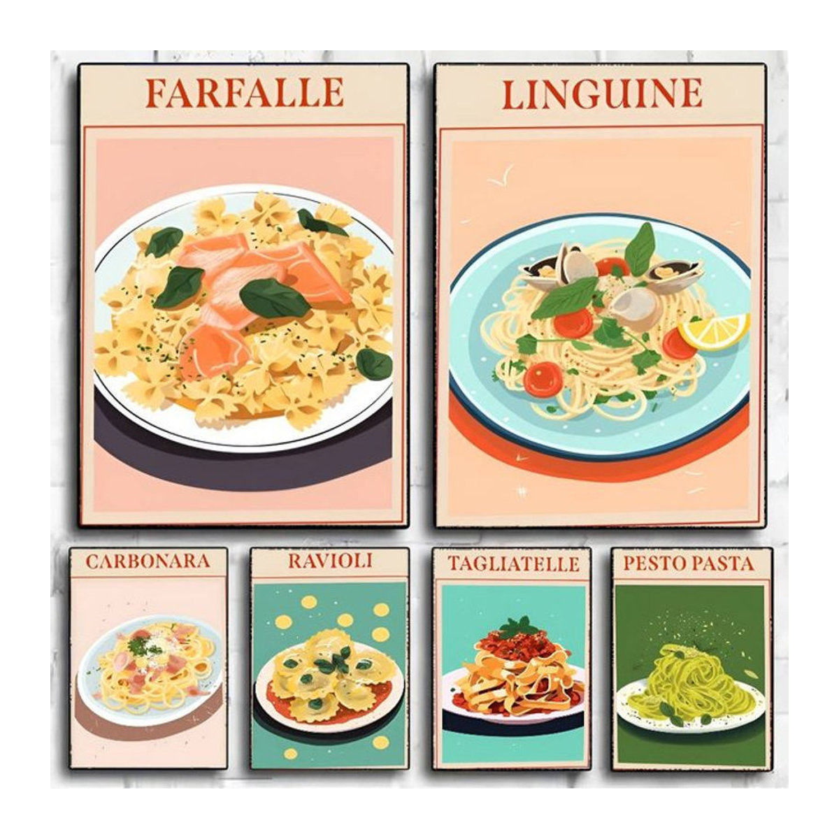 Vintage Italienische Pasta Poster von Moetch als mehrfarbige Wanddekoration im Hochformat - Bild 1