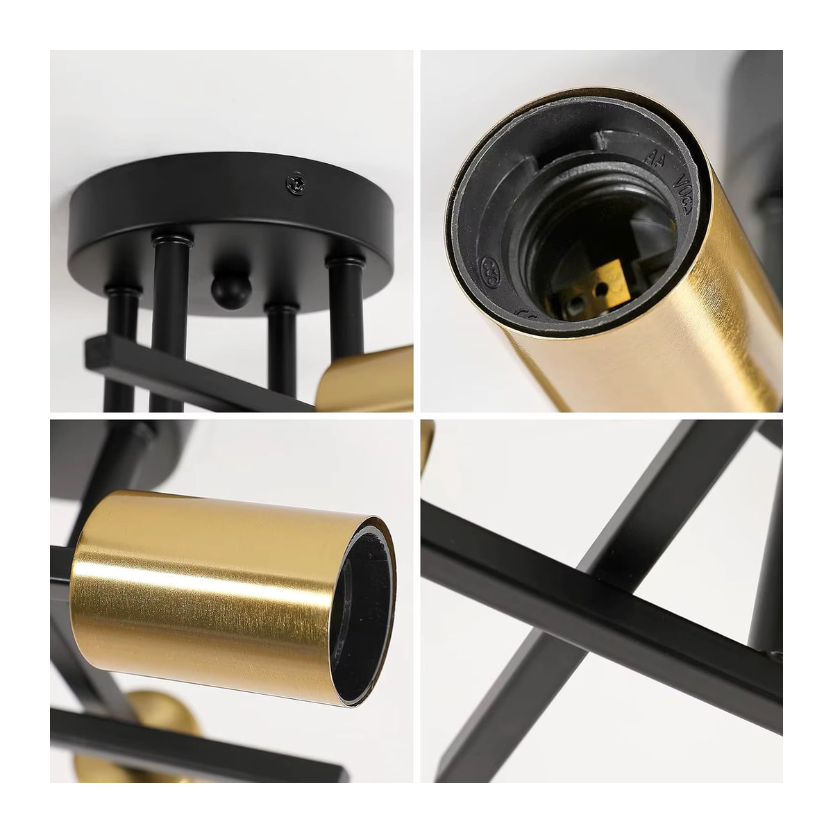 Vintage-Kronleuchter im Industrial-Design aus Metall in Schwarz mit 4 E27-Leuchten für dein Wohnzimmer, Schlafzimmer oder deine Küche - Bild 5