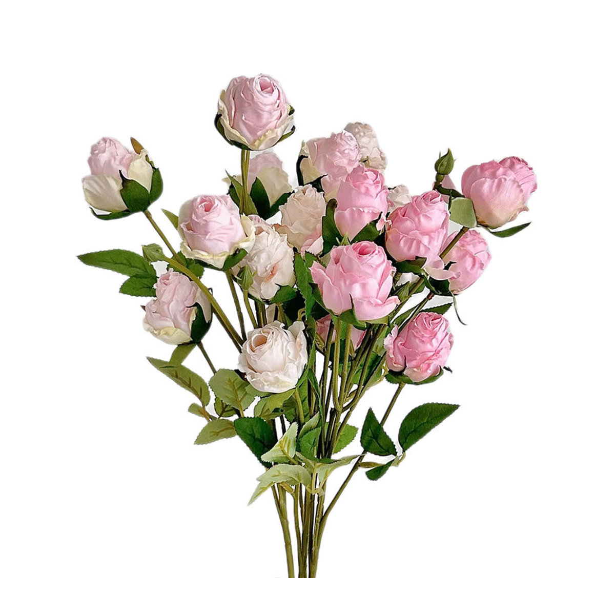 Vintage künstliche Rosen in Rosa und Beige mit gebrannter Kante für Hochzeitsdekoration und Foto-Requisiten, 7 Köpfe - Bild 3
