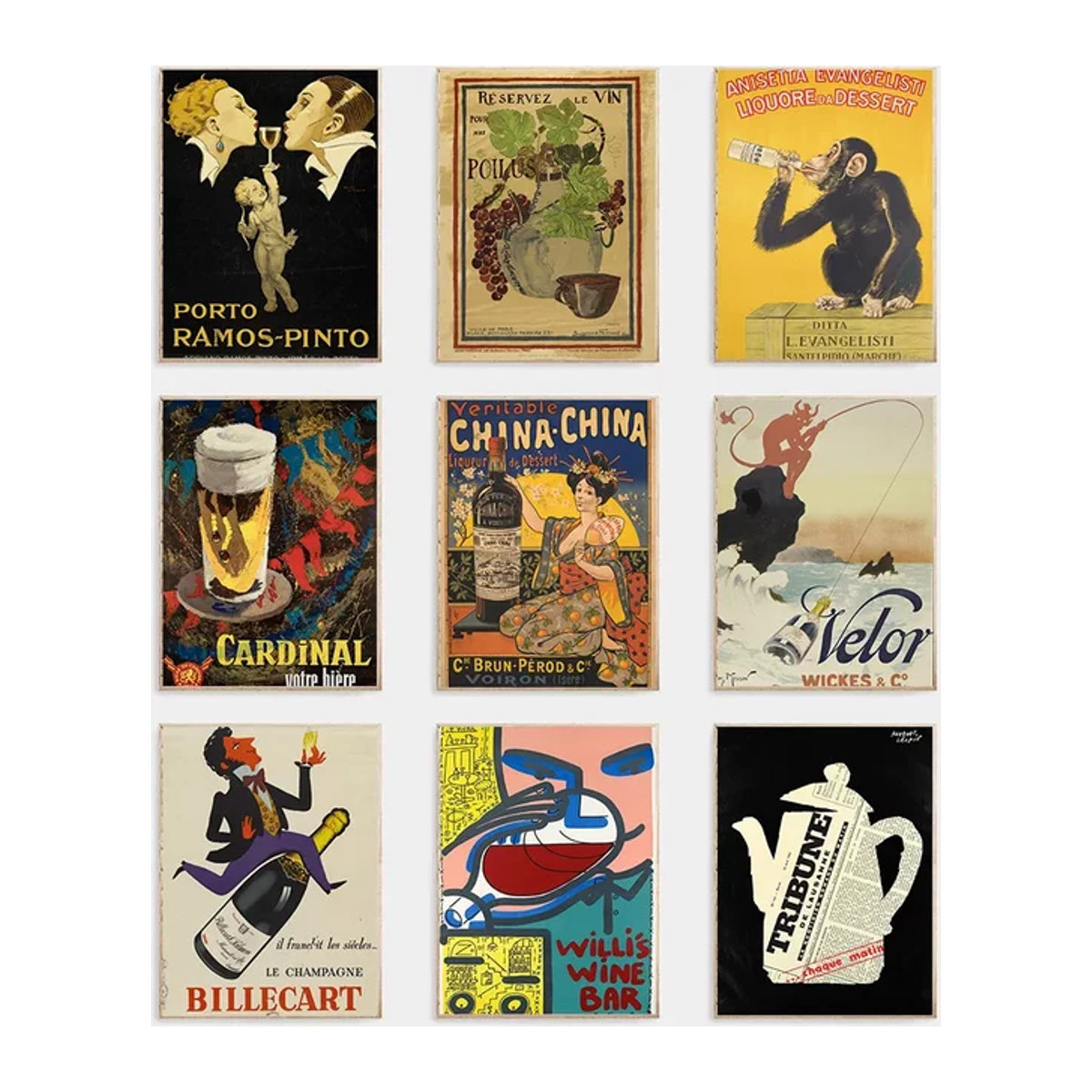 Vintage Leinwand Poster Champagner und Bier für Bar und Wohnzimmer von Potdemiel - Bild 1