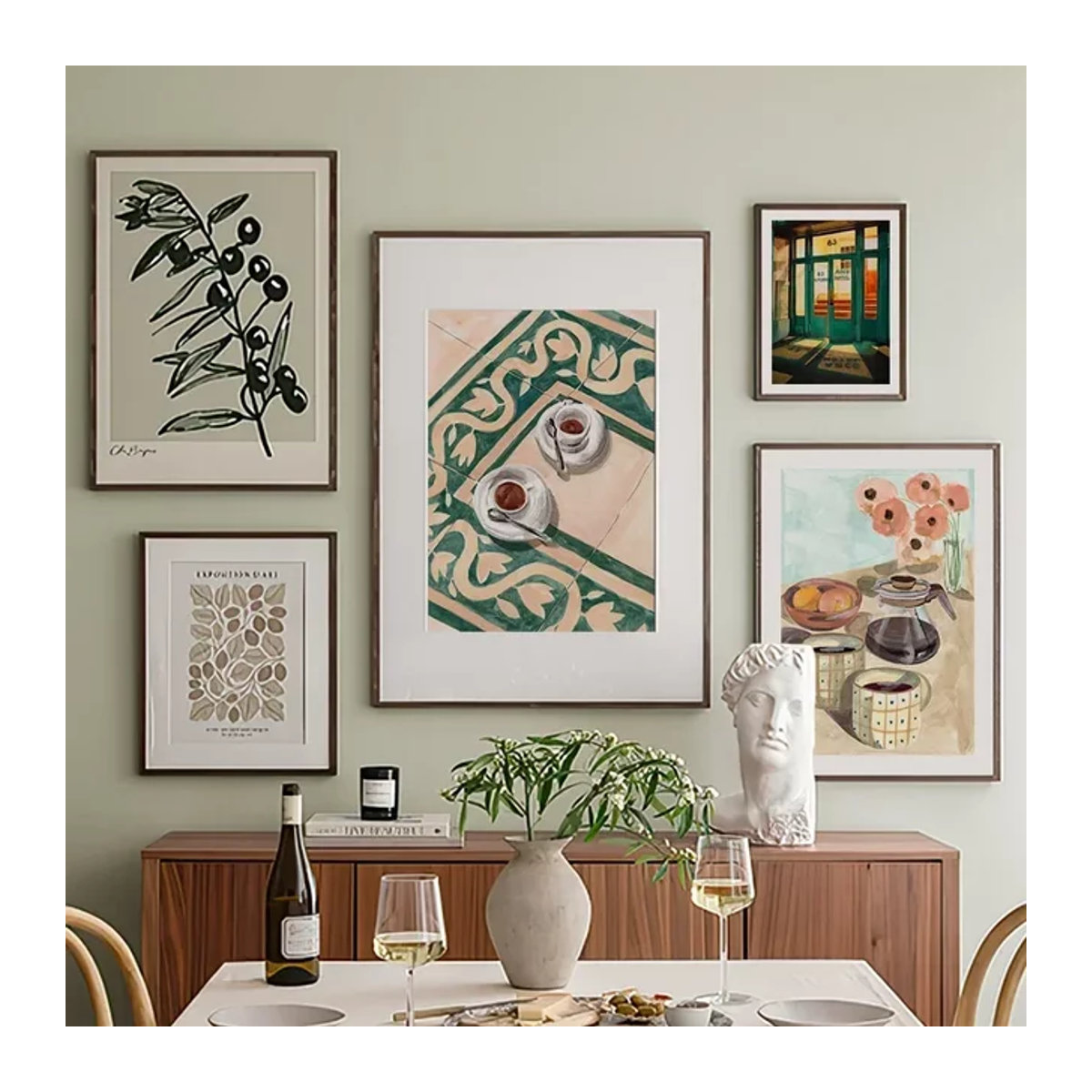 Vintage Leinwand Wandbild von Potdemiel mit floralem Kirschblüten-Motiv in Mehrfarbig für Wohnzimmer und Restaurant - Bild 1