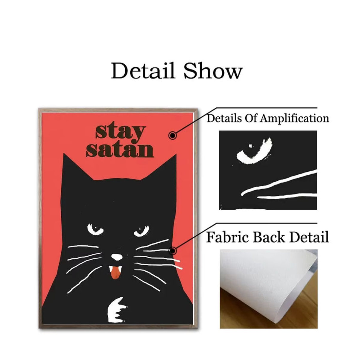 Vintage Leinwandposter Potdemiel Schwarze Katze Nordic Illustration Wandkunst für dein Wohnzimmer Dekor in Schwarz und Mehrfarbig - Bild 1