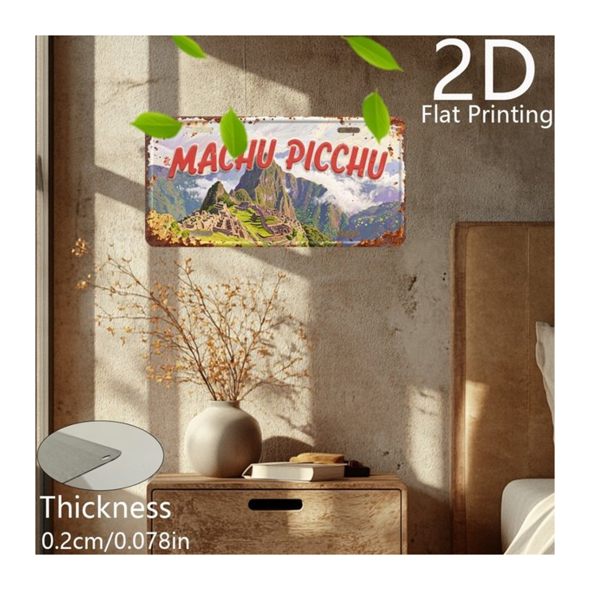 Vintage Machu Picchu Landschaft Metallschild CIFBUY Retro Aluminium-Poster Wanddekoration mehrfarbig B: 30,48 cm, H: 15,24 cm - Bild 1