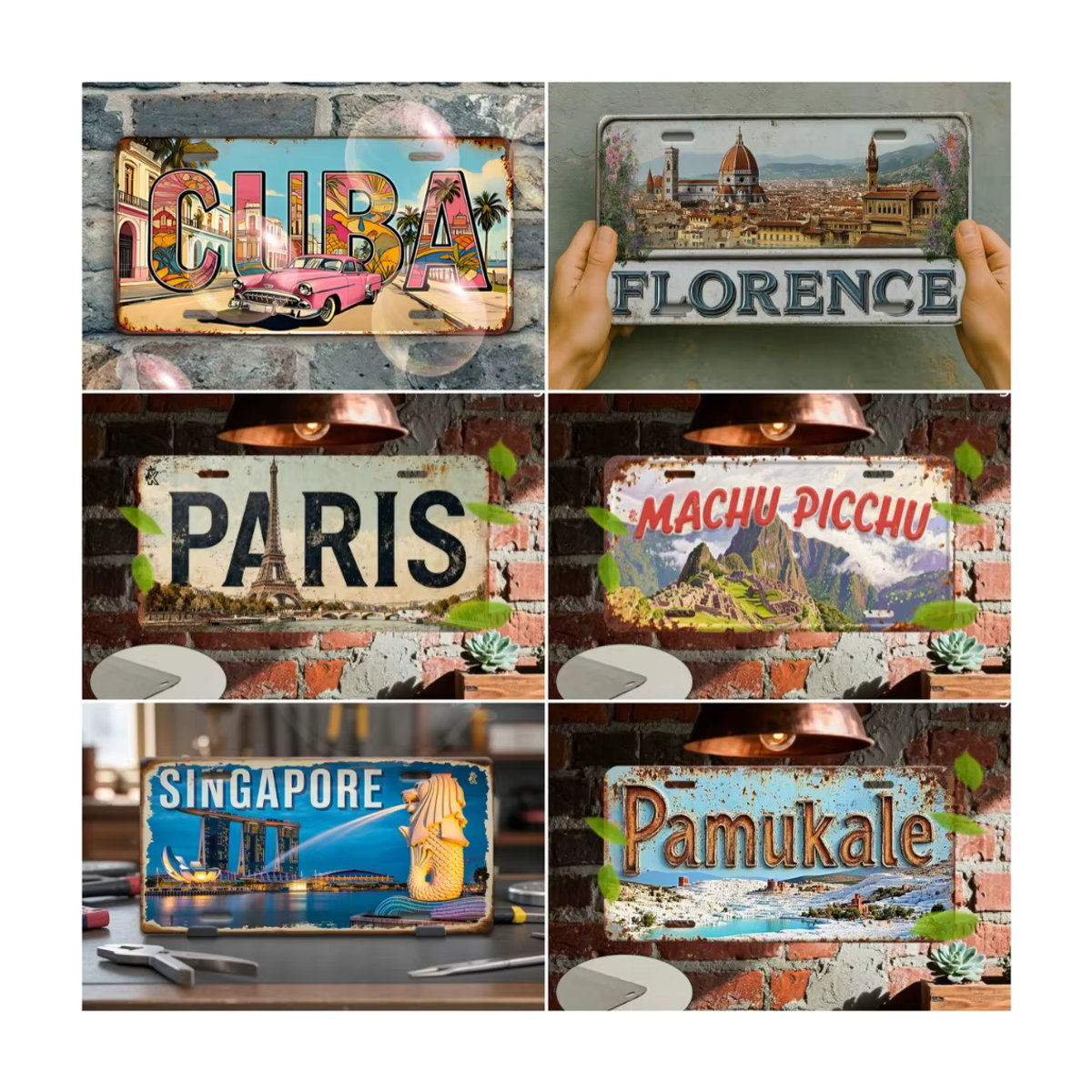 Vintage Machu Picchu Landschaft Metallschild CIFBUY Retro Aluminium-Poster Wanddekoration mehrfarbig B: 30,48 cm, H: 15,24 cm - Bild 2