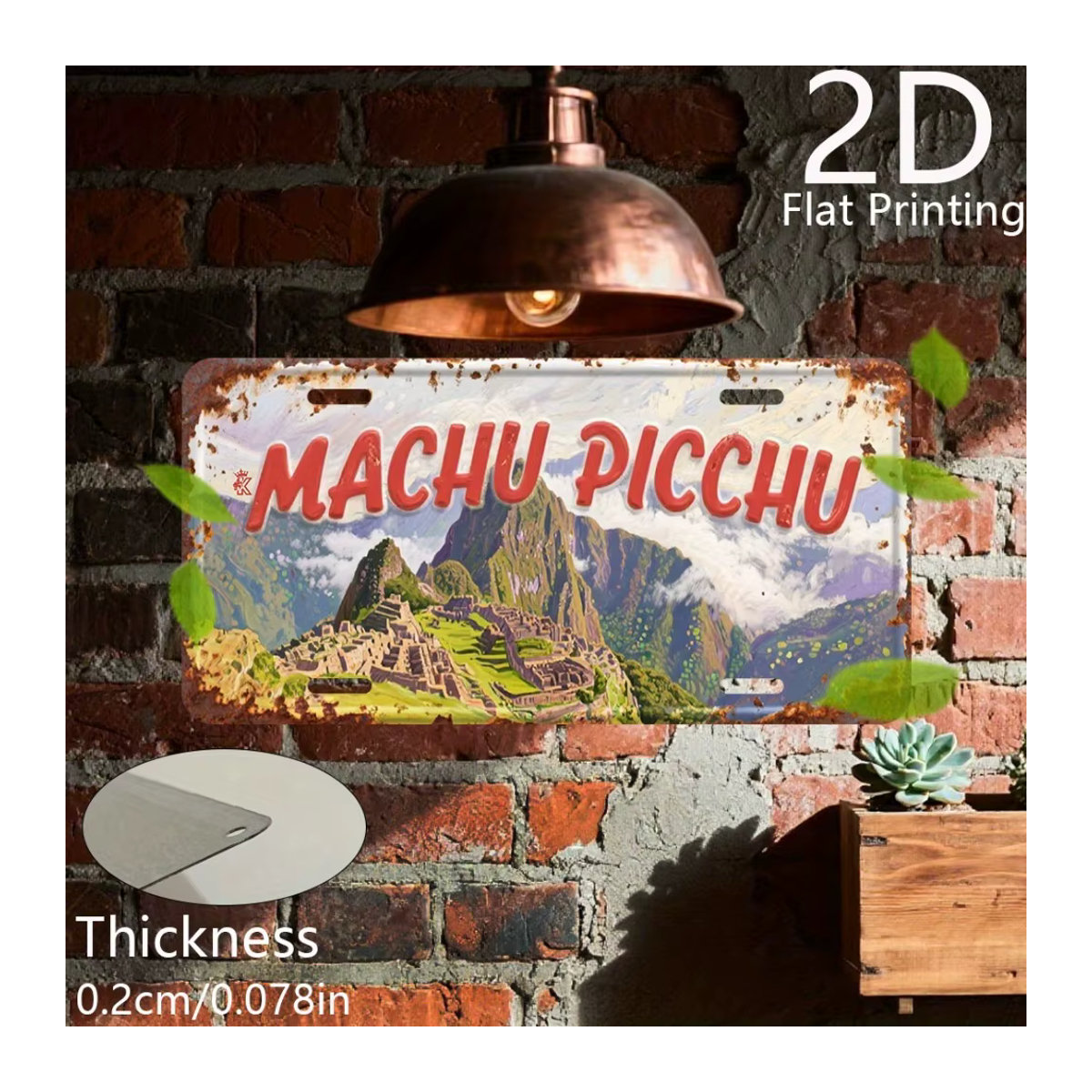 Vintage Machu Picchu Landschaft Metallschild CIFBUY Retro Aluminium-Poster Wanddekoration mehrfarbig B: 30,48 cm, H: 15,24 cm - Bild 3