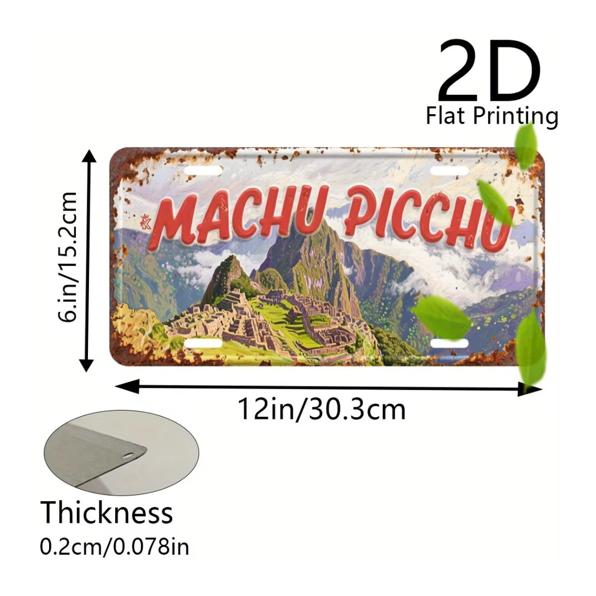 Vintage Machu Picchu Landschaft Metallschild CIFBUY Retro Aluminium-Poster Wanddekoration mehrfarbig B: 30,48 cm, H: 15,24 cm - Bild 4