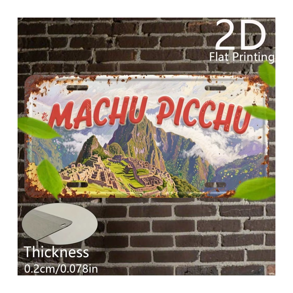 Vintage Machu Picchu Landschaft Metallschild CIFBUY Retro Aluminium-Poster Wanddekoration mehrfarbig B: 30,48 cm, H: 15,24 cm - Bild 5