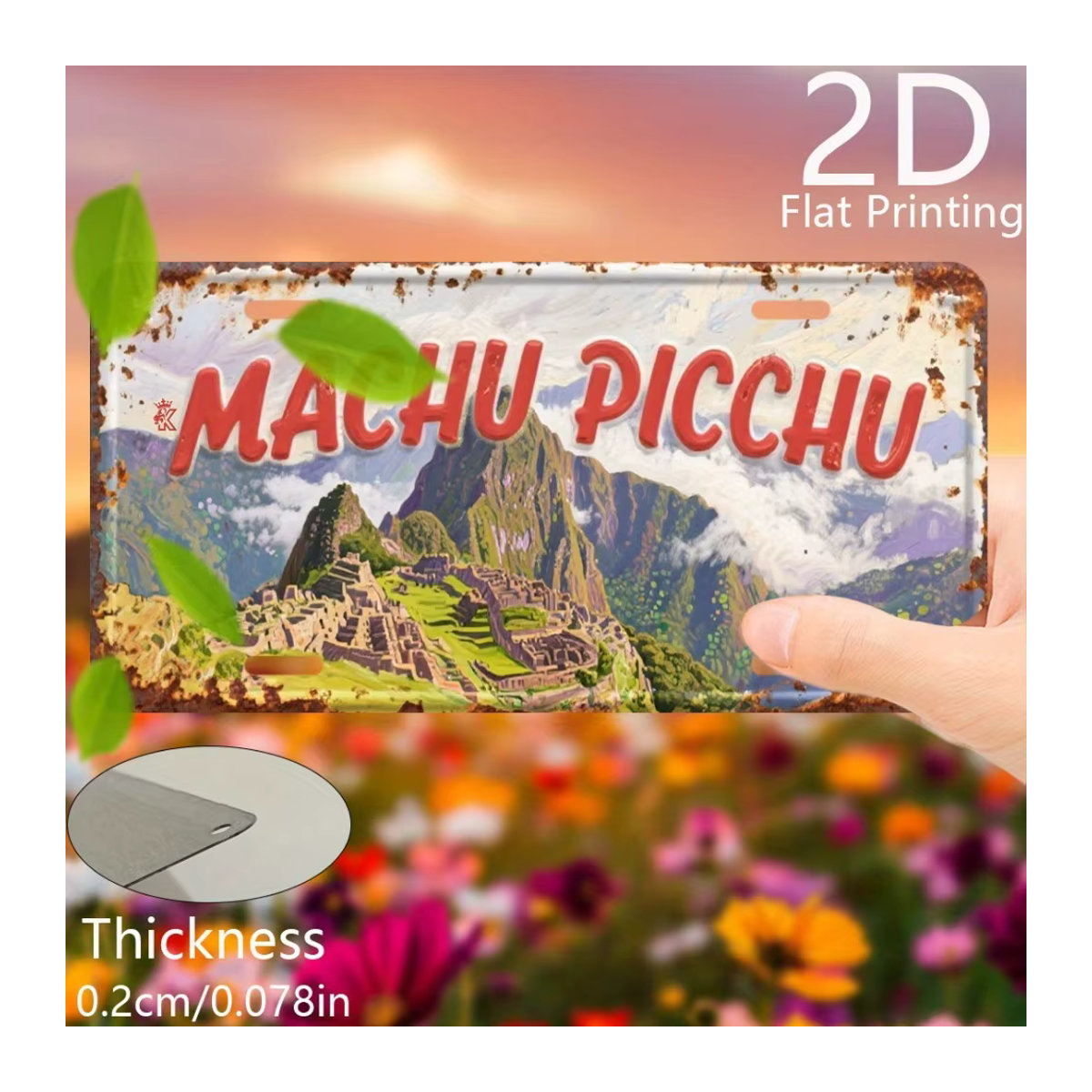 Vintage Machu Picchu Landschaft Metallschild CIFBUY Retro Aluminium-Poster Wanddekoration mehrfarbig B: 30,48 cm, H: 15,24 cm - Bild 6