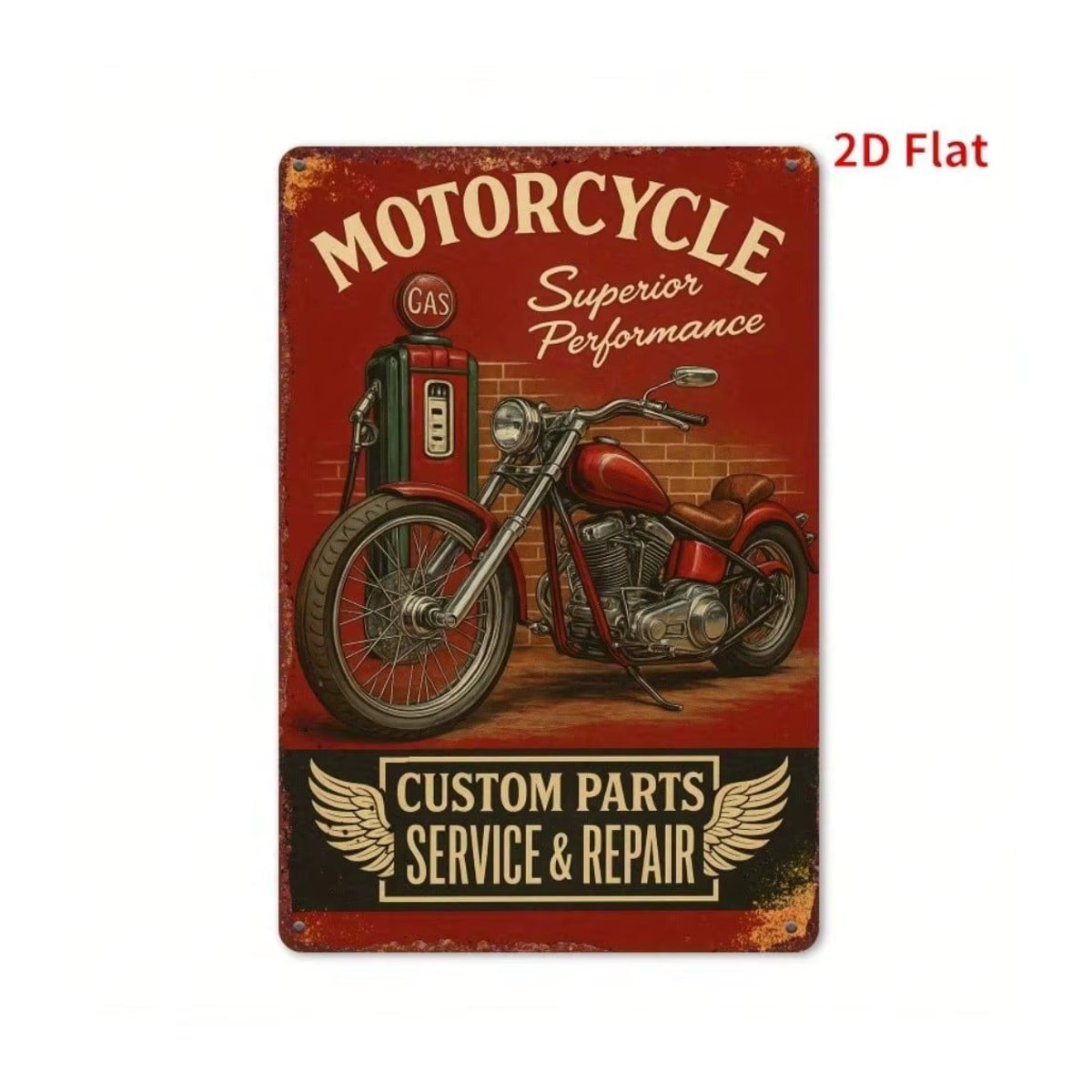 Vintage Metall Motorrad-Garagenschild von CIFBUY in Rot, Wanddekoration aus Metallblech, B: 30 cm, H: 20 cm - Bild 3