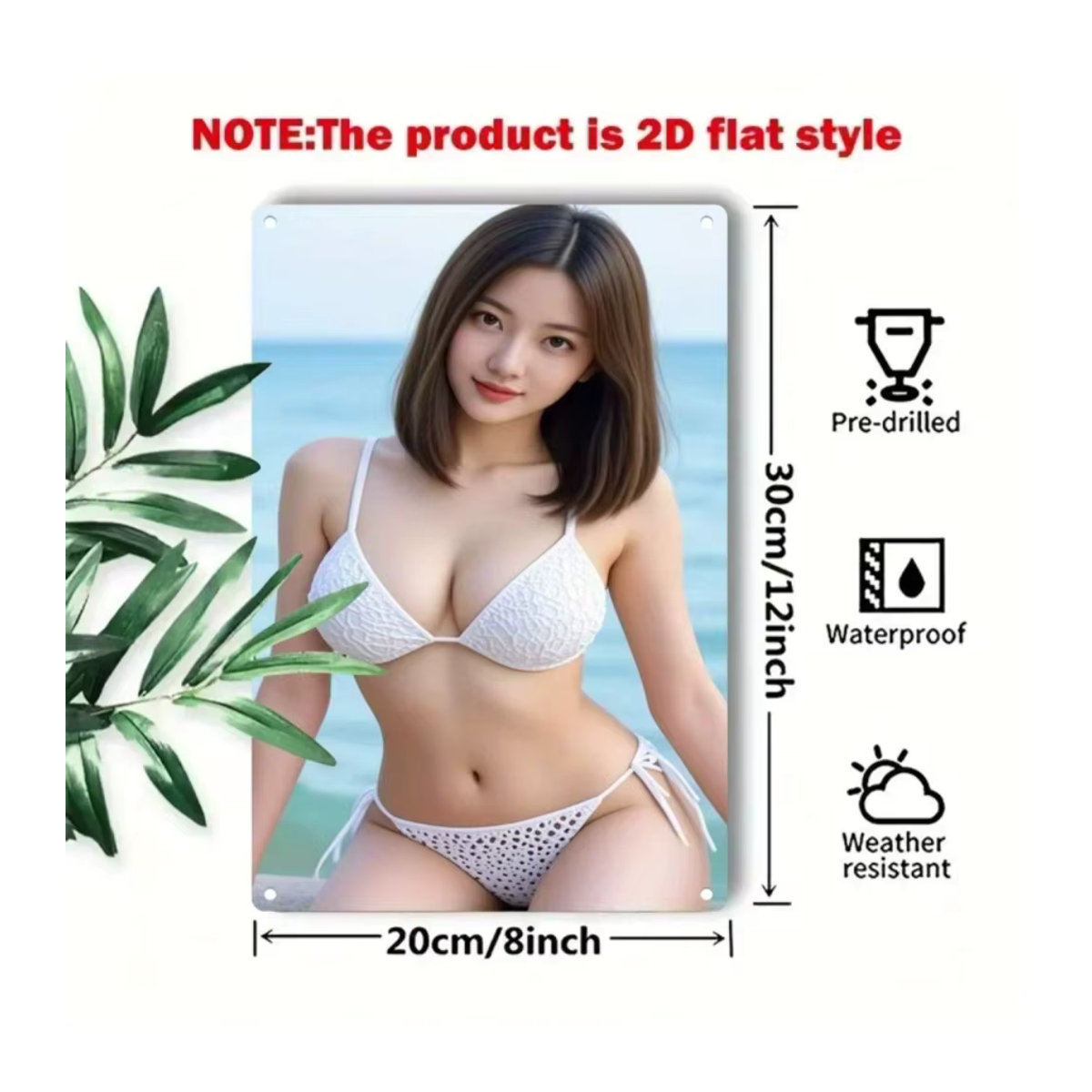 Vintage Metall-Wanddekoration CIFBUY mit Bikini-Mädchen als Retro Barschild für die Männerhöhle, B/H/T: 30 x 20 x 20 cm - Bild 3