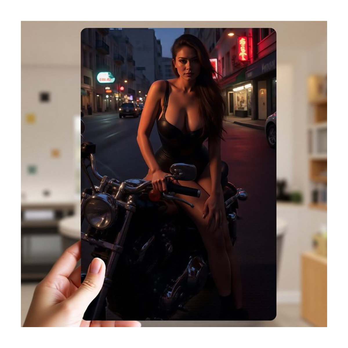 Vintage Metall Wandkunst Schild CIFBUY Retro Motorrad-Dame Wanddekoration mehrfarbig B: 30,48 cm, H: 30,48 cm - Bild 1