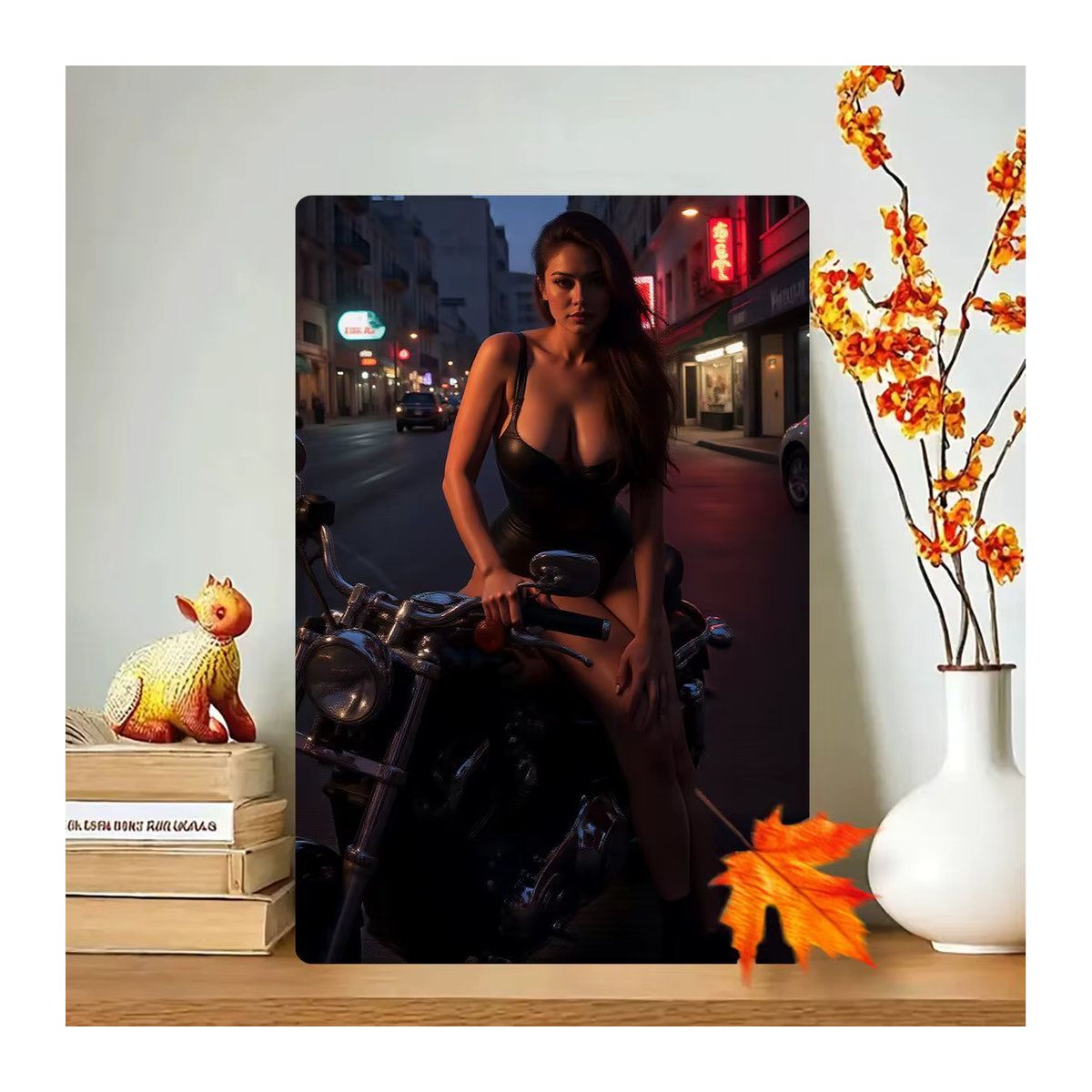 Vintage Metall Wandkunst Schild CIFBUY Retro Motorrad-Dame Wanddekoration mehrfarbig B: 30,48 cm, H: 30,48 cm - Bild 2