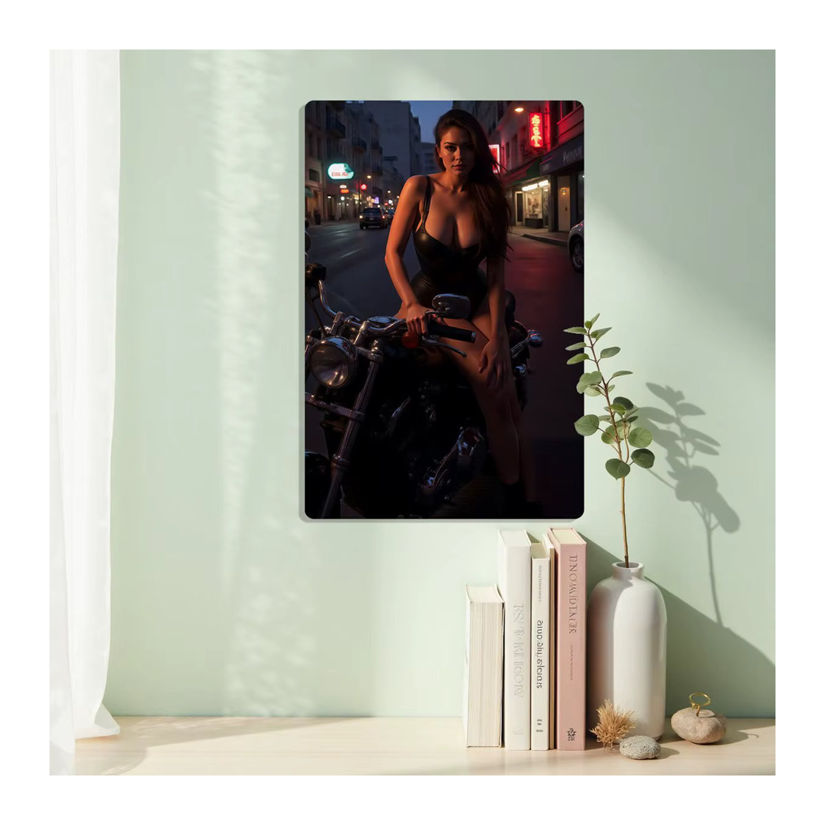 Vintage Metall Wandkunst Schild CIFBUY Retro Motorrad-Dame Wanddekoration mehrfarbig B: 30,48 cm, H: 30,48 cm - Bild 6
