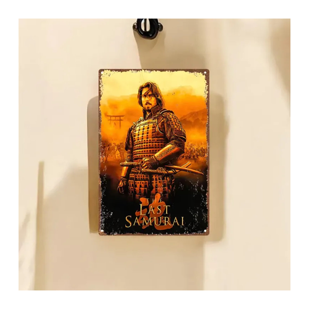 Vintage Metallblechschild Last Samurai Wandkunst Dekoration Hello Young, mehrfarbig, H x B x T: 30 x 30 x 2 cm - Bild 4