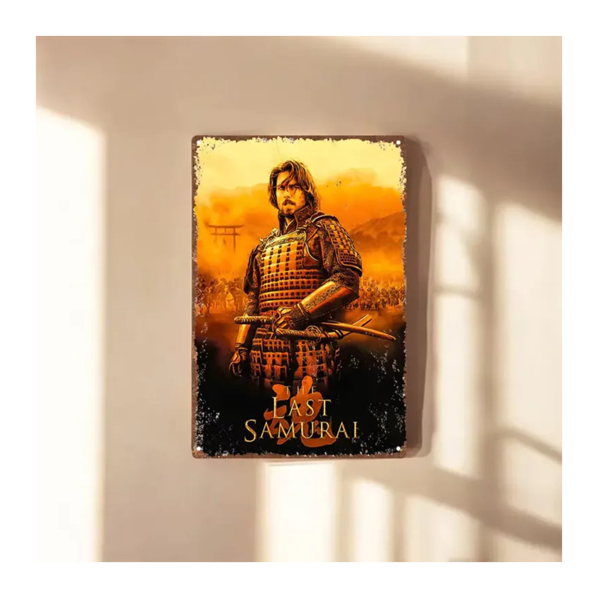 Vintage Metallblechschild Last Samurai Wandkunst Dekoration Hello Young, mehrfarbig, H x B x T: 30 x 30 x 2 cm - Bild 5