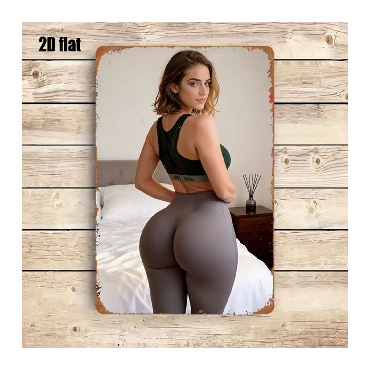 Vintage Metallschild CIFBUY mit Bodybuilderin-Design, mehrfarbig, B: 30,48 cm x H: 20,32 cm - Bild 5