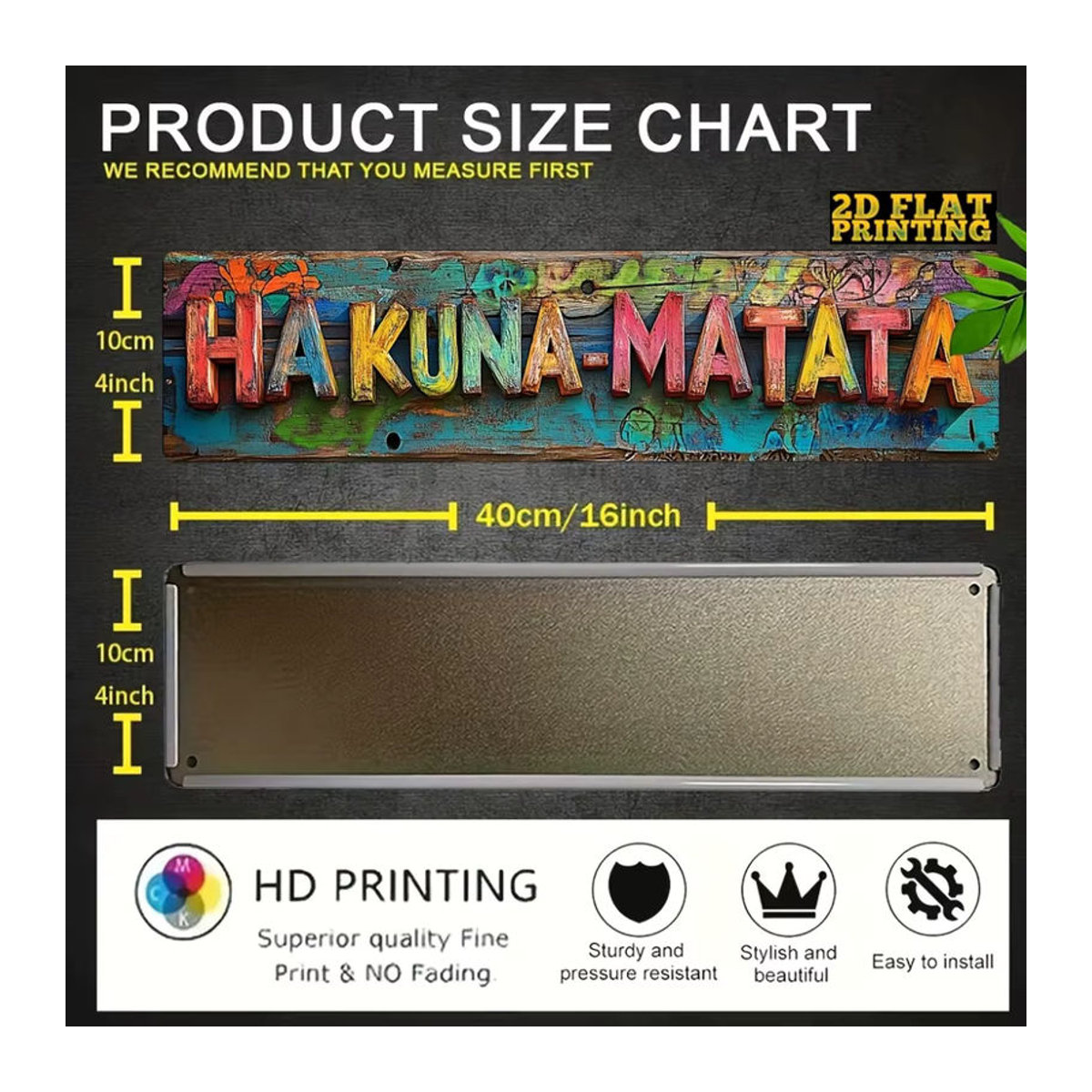 Vintage Metallschild HELLOYOUNG Hakuna-Matata Wanddekoration mehrfarbig, B/H: 40,6 x 10,2 cm - Bild 3