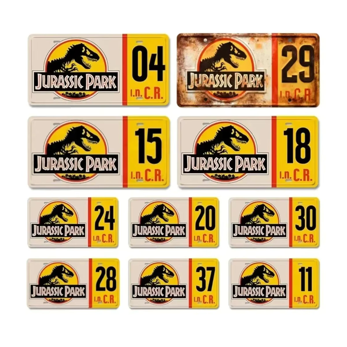 Vintage Metallschild Jurassic Park Explorer & Celebrity Machines Wanddekoration aus Aluminium, mehrfarbig, B: 30 cm, H: 15 cm, T: 1 cm - Bild 1