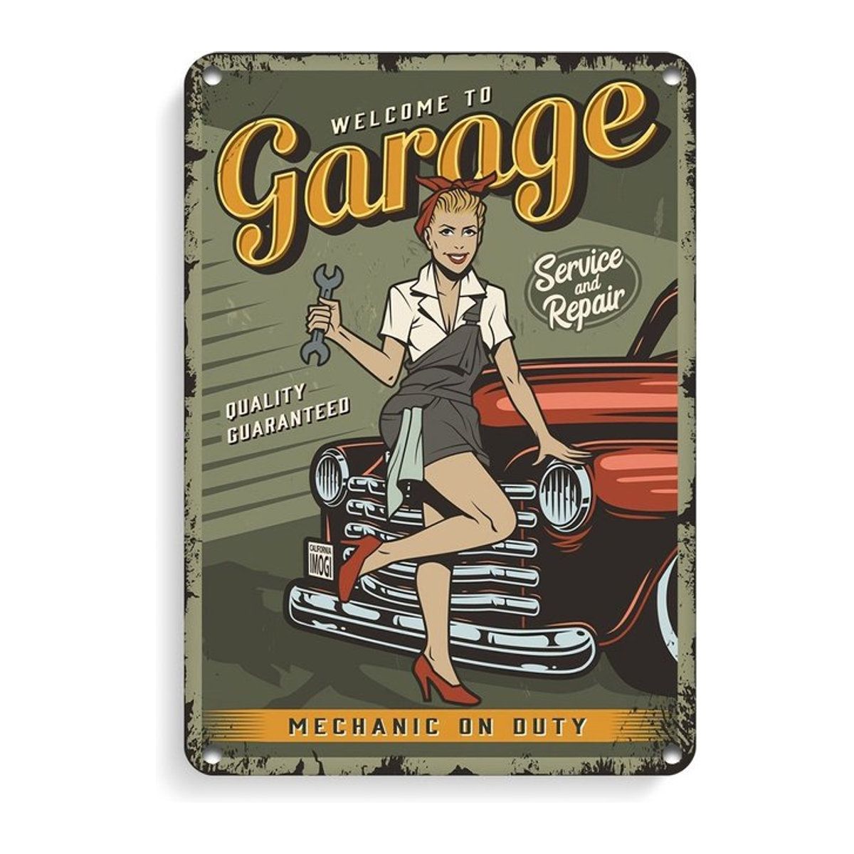 Vintage-Metallschild RetroGarageVibe von CIFBUY für deine Garage oder Taverne, mehrfarbig, B: 30,5 cm, H: 20,3 cm - Bild 1