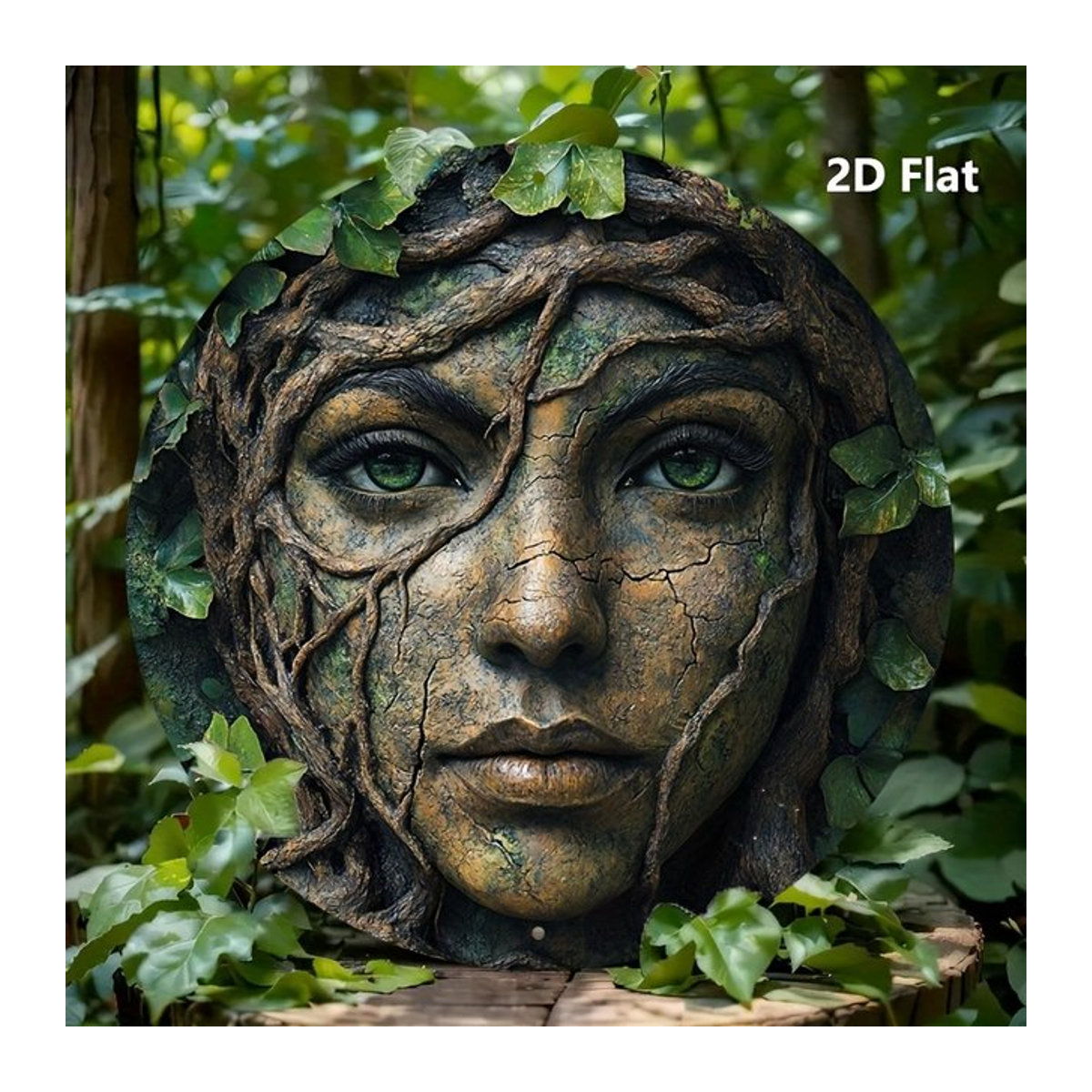 Vintage Metallschild Rund mit Porträt Baum und Frau in Mehrfarbig - Bild 1