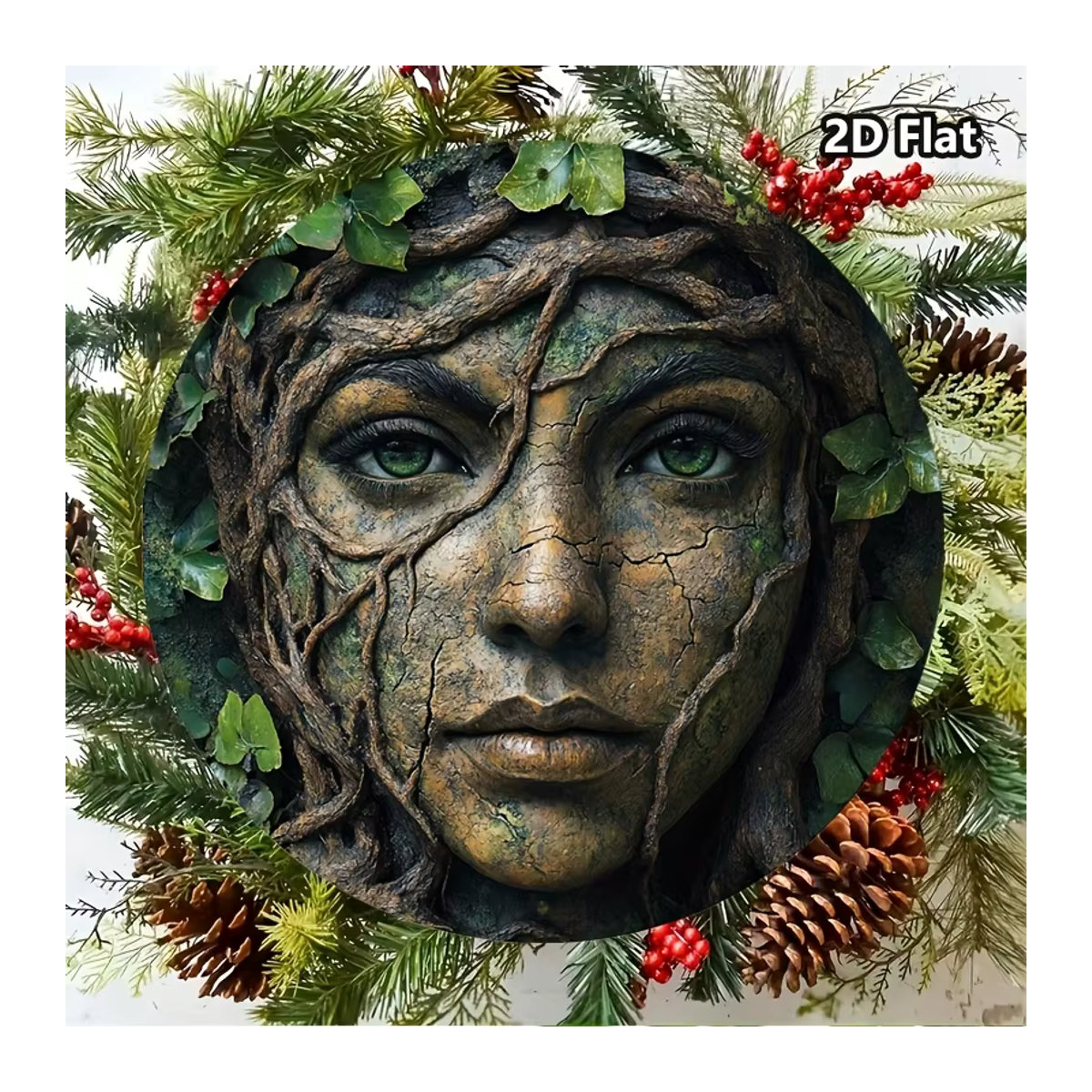 Vintage Metallschild Rund mit Porträt Baum und Frau in Mehrfarbig - Bild 3
