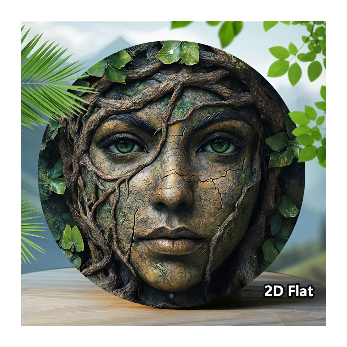 Vintage Metallschild Rund mit Porträt Baum und Frau in Mehrfarbig - Bild 4