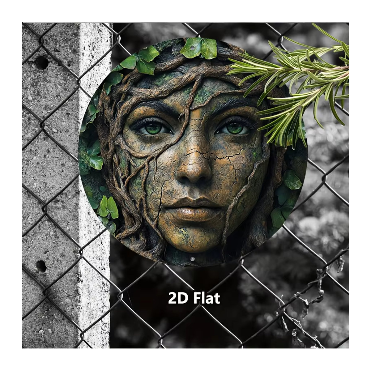 Vintage Metallschild Rund mit Porträt Baum und Frau in Mehrfarbig - Bild 5